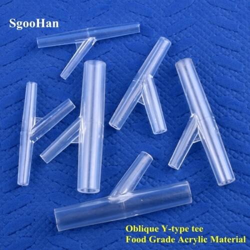 5~200Pcs 3.9~7.9mm Oblique Y-Type Tee Connectors Food Grade PMMA Acrylic Aquarium Tank Equal Dia Reducer Acrylic Flat Hose Joint