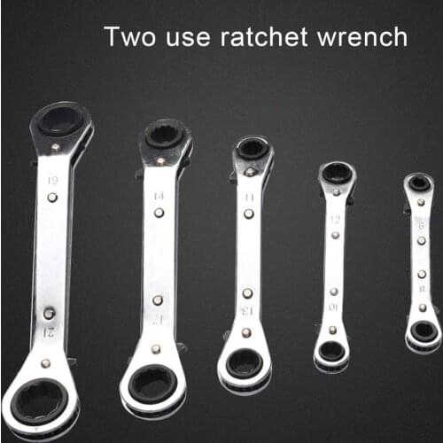 5pcs/set Curved Double Head Ratchet Reversible Ratchet Handle Wrench Metric Hand Tool Ratchet Ring Tensioner