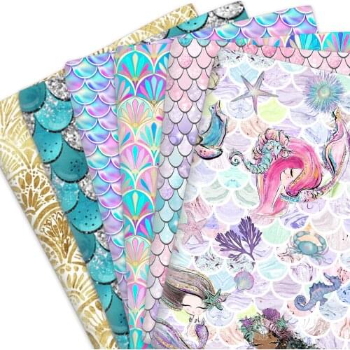 50*145cm Fish Mermaid Scales Shell Polyester Or Pure Cotton Material Patchwork Tissue Sewing Fabrics Quilt Needlework DIY Cloth