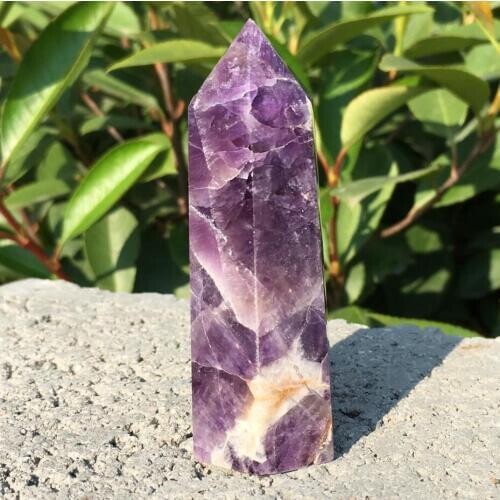 55g Natural fantasy amethyst crystal quartz wand piont obelisk healing