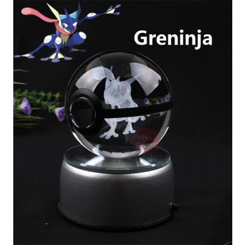 Anime Pokemon Greninja Crystal Ball Pokeball Engraving Round Fashion Poke Ball with LED Light Toy