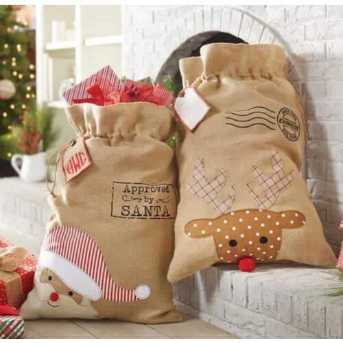 Free Shipping 100pcs/lot new arrival popular Christmas santa sack burlap santa gift bags santa sack for Christmas SN2733