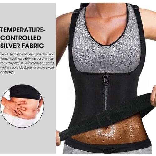 Burvogue Women Sauna Suit Waist Trainer Neoprene Shirt for Sport Workout Corset Body Shaper Slimming Zipper Sweat Shirt Tops