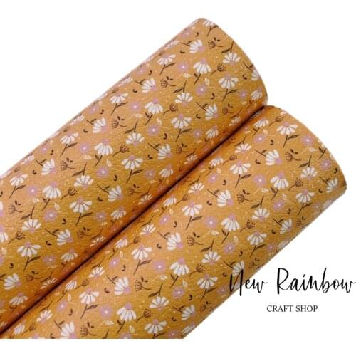 New Rainbow 30x22CM/A4 Sheet Artisan Leatherette Chamomile mustard yellow flowers For Autumn DIY Handmade crafts, earrings