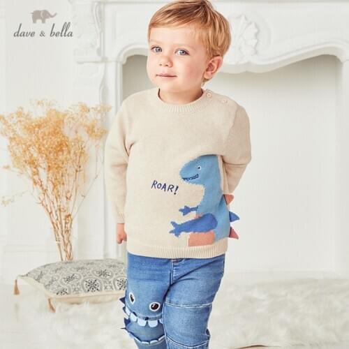 DBW15100 dave bella autumn handsome baby boys cartoon knitted sweater kids fashion toddler boutique tops