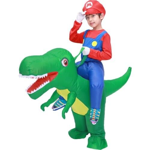 Kids Child Inflatable Dinosaur Costumes T Rex Costume Cosplay Mario Ride on Dinosaur Purim Party Inflated Garment Disfraces