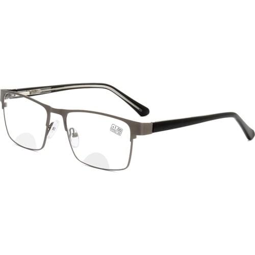 Elbru Metal Frame Double Light Reading Glasses Fashion Presbyopic Glasses Relieve Visual Fatigue Ultra-light Comfortable Glasses