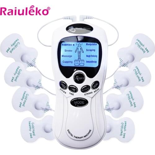 EMS Electrical Muscle Stimulator Tens Acupuncture Meridian Massager Digital Therapy Machine Body Slimming Massager 8 Modes