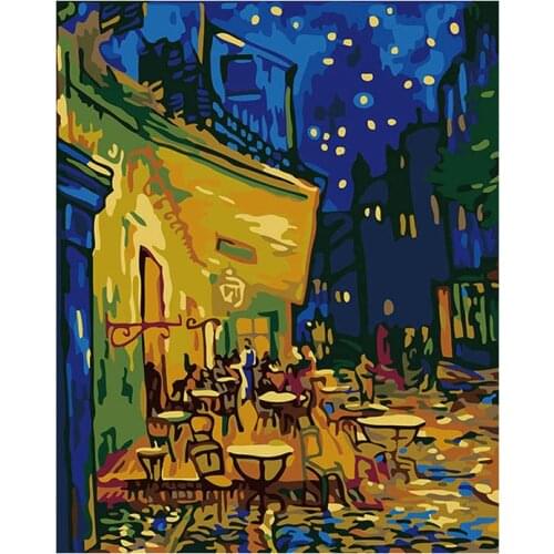GATYZTORY Frame DIY Painting By Numbers Van Gogh Picture Coffee Paint By Numbers Handpainted Oil Painting For Home Decors Gift
