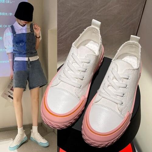 Canvas Breathable Lace-up Womens Sneakers Womens Woman Vulcanize Flat Sport Shoes for Women Ladies Shoe 2021 Zapatillas Mujer