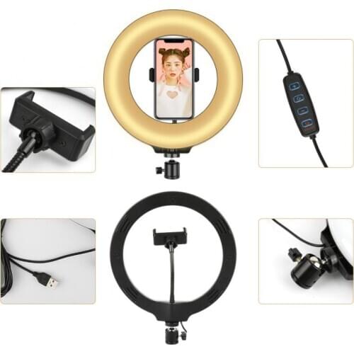 6/10 Inch Photography Lighting Phone Ringlight Tripod Stand Photo Live Led Selfie USB Remote Ring Light Lamp Fill With Tripod