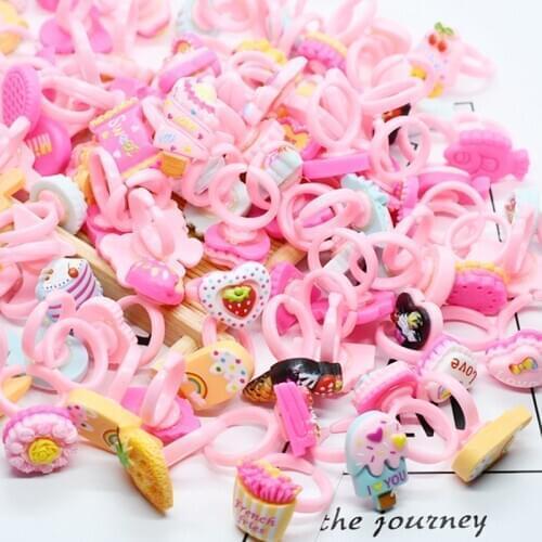 30pcs Cute Childrens Day Jewelry Plastic Finger Ring Girls Birthday Princess Party Favors Kids Toys Personalized Small Gifts