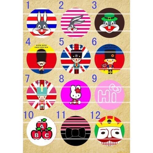 Handmade 10mm~30mm Colorful picture Round Glass Cabochons for Necklace Decoration and Phone Chain Accessaries 60 /pcs-715