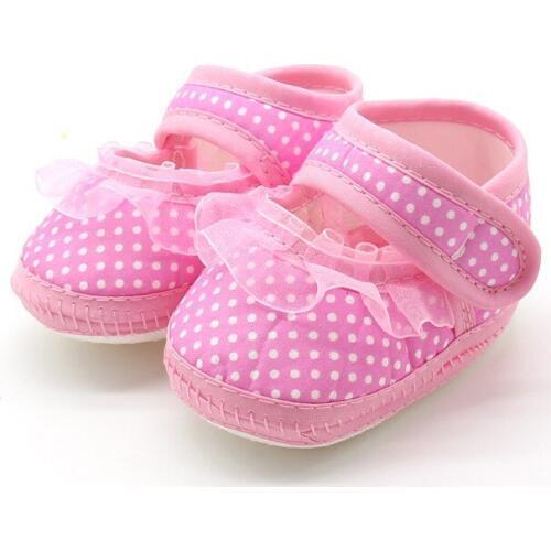 Lace Baby Shoes Baby Girl Soft Shoes Fashion Dot Sweet Lace Girls Soft Sole First Walkers Princess Shoes Cotton Crib Shoes