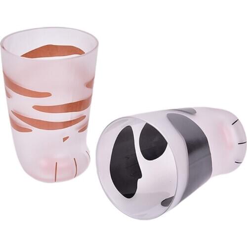 HOT 300ml Mug Heat-resistant Glass Cat Cup Tiger Paws Office Matte Cat Paws Creative Milk Coffee Cup Cute Children Drink Bottle