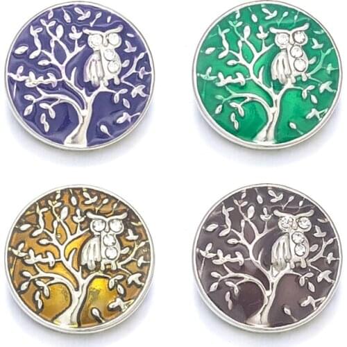 Fashion Owl w051 Crystal 3D 18mm 20mm Metal Snap Button For Bracelet Necklace Interchangeable Jewelry Women Accessorie Findings