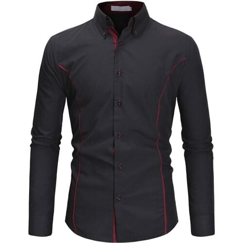 COLDKER modis Men Solid Color Shirt Slim Fit Long Sleeve Top casual clothing males tops
