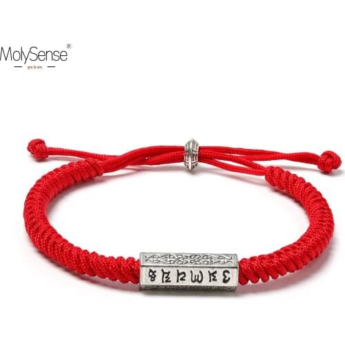 MolySense Handmade Lucky Red Bracelets Six Words bangles Men Handmade Accessories Lovers Lucky Jewelry Bracelet