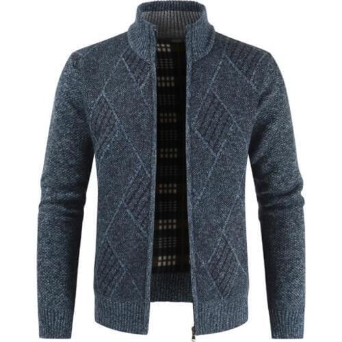 New Mens Sweaters Autumn Winter Warm Cashmere Wool Zipper Cardigan Sweaters Man Casual Knitted Sweatercoat Man Clothe