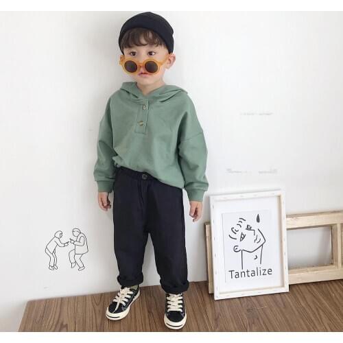 2020 autumn hot style boys and girls all-match button hooded sweater foreign personality trendy clothes20D505