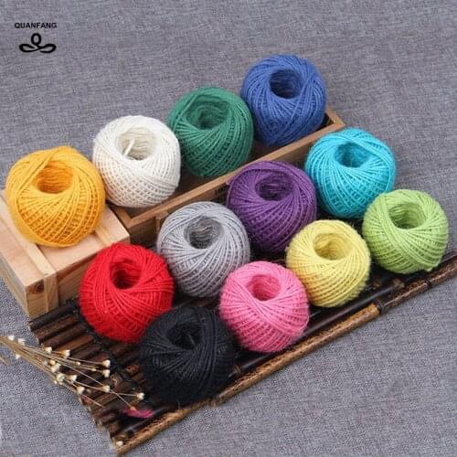 QUANFANG 13 color hemp rope 50m/roll natural linen burlap For DIY gift wrap rope Christmas activities party supplies Craft Decor