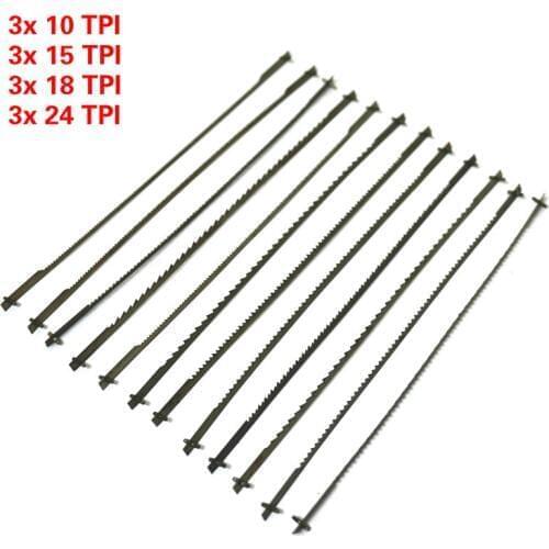 12x Pinned Scroll Saw Blades Woodworking Power Tools Accessories 127mm Black
