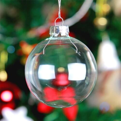 Clear Acrylic Ball Ornaments For Christmas Tree Transparent Bauble Holiday Wedding Party Home Decor Pendant Present Box 12PCS