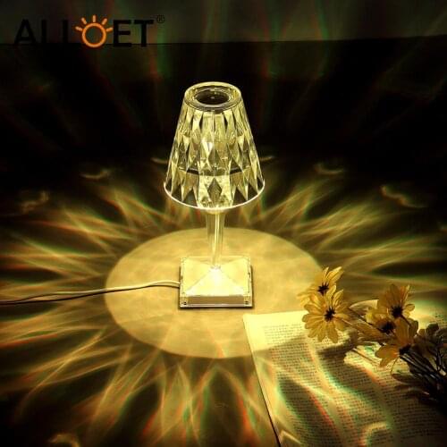 Transparent Table Light Acrylic Crystal Desk Lamps Room Bedside Decoration for Bedroom Living Room Shower Room Ornament