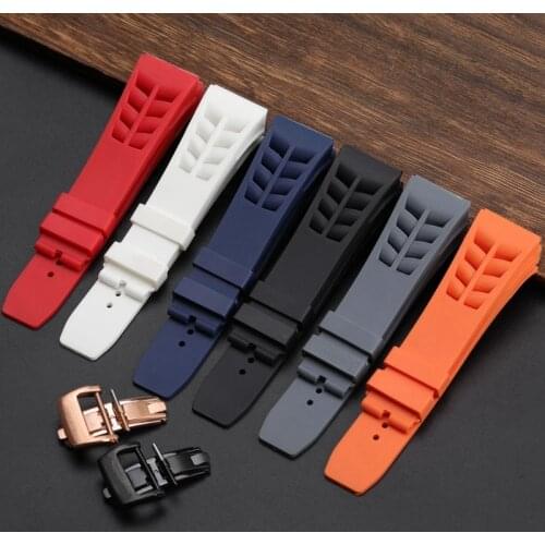 20mm Soft Quality Imported Nature Soft Silicone Rubber Watchband For Richard Watch 25MM Mille Strap Bracelet Butterfly Buckle