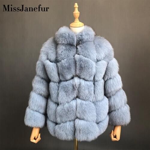 Luxury Genuine Real Fox Fur Jackets&Coats With Fox Fur Collar For Ladies Short Fox Fur Outerwear In Fur Garments