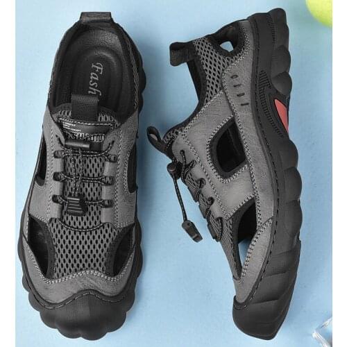 High Quality Platform Sandals Men Genuine Leather Hiking Shoes Mens Outdoor Casual Sneakers Male Non-slip Sport Mens Sandalias