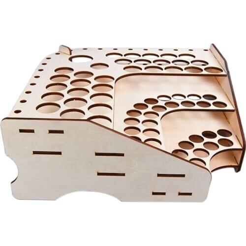 81 Hole Wooden Pigment Bottle Storage Organizer Color Paint Ink Brush Stand Rack Modular Holder School