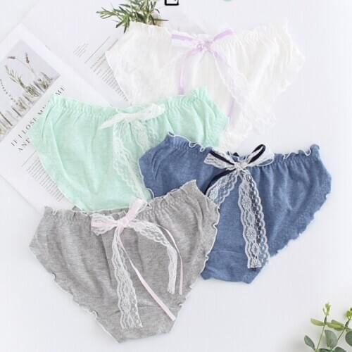 Womens Cotton Panties Large Size Comfortable Sweet Kawaii Bow Cute Cotton Briefs seamless Underwear Ladies Plus Size Women