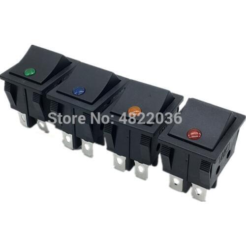 1PC Rocker Switch KCD4 Power Switch 4Pins 2Position ON OFF 16A 250VAC 20A 125VAC With Light Red Green Yellow Blue Latching Type