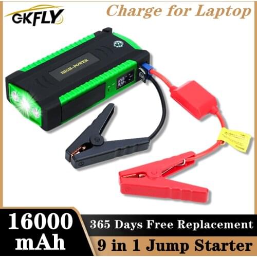 GKFLY High Quality 12 V Car Jump Starter Emergency Starting Deivce Cables 16000mAh For Car Battery Booster Buster With LED Light