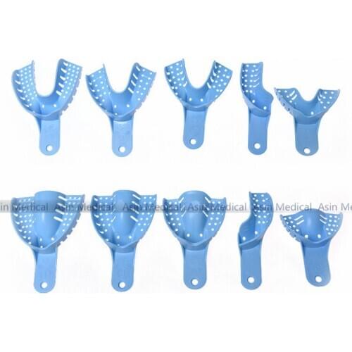 High Quality 10 pcs/pack Plastic-Steel Dental Impression Trays Denture Model Materials Dental Supply