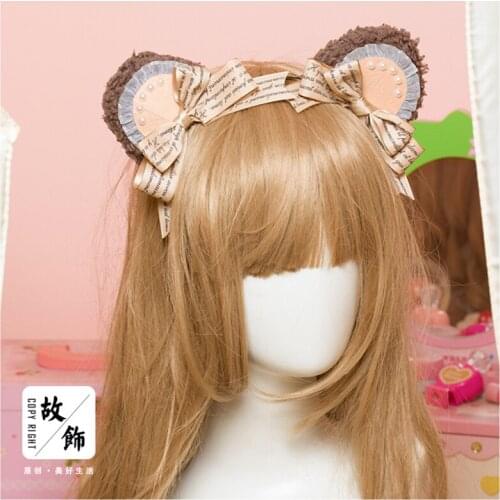 Japanese Stlye Lolita Soft Sister Cute Bear Ear Hair Hairpin Sweet Beauty Headband H