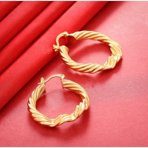 Dubai Gold Color Earrings 24K For Women Wedding Jewelry Womens Earrings For Girls Bridal Wife Gifts African Dubai French