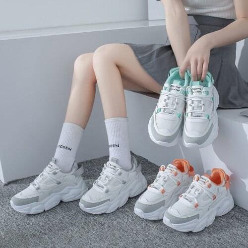 2021 New autumn breathable color matching mesh fashion sneakers platform casual womens shoes