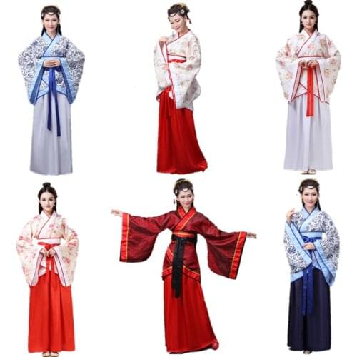 12Color Women Chinese Hanfu Dance Ancient Folk Costume Traditional Princess Stage Singer Performance Clothing Festival Outfit