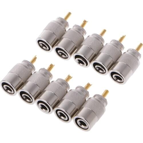 10Pcs UHF PL-259 Male Solder RF Connector Plugs For RG8X Coaxial Coax Cable Mar28