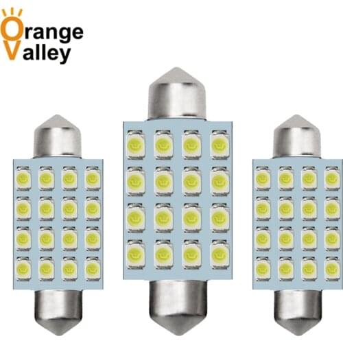 100pcs Super Bright C5W 3528 1210 16 SMD LED Car Dome Festoon Interior Lights Bulbs 31mm 36mm 39mm 41mm Auto Roof Car Light