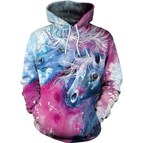 2021 Magic color Galaxy unicorn Hoodie cute Horse fashion Long Sleeve pullover autumn/winter Women jacket Unisex sweatshirts
