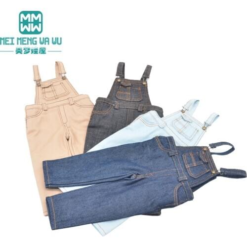 27cm-30cm 1/6 BJD YOSD doll clothes Fashion Denim suspenders pants Khaki, black, denim blue