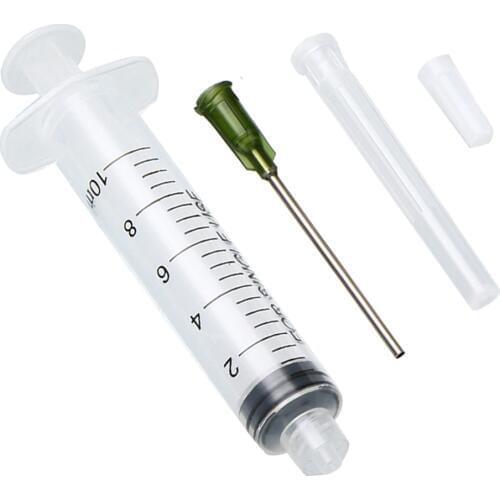5 Pack 10ml Syringe With 5pcs 14 ga 1.5 Inch Blunt Tip Needle For Industrial Injection Syringe + 5pcs Clear Tip Cap