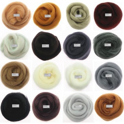 50/20/10g 16 Colors DIY Fun Doll Needlework To Animal Teddy Dog Cat Base Color Wool Fibre Roving Needle Felting Hand Spinning