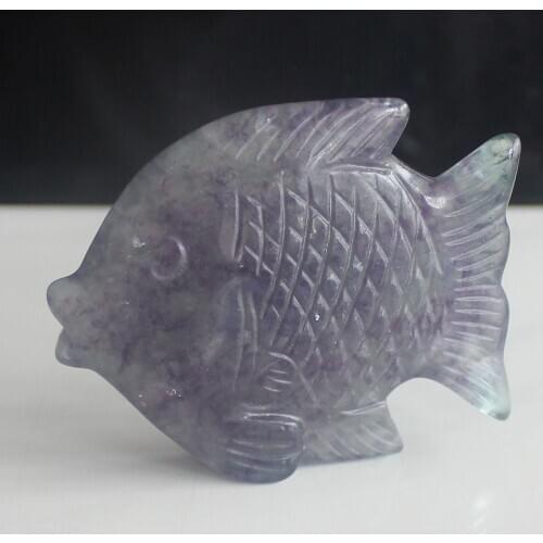 67mm Hand carved fluorite crystal fish animal figurine animal carving
