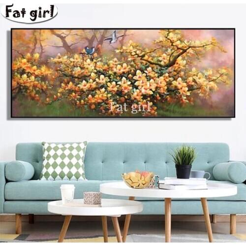 DIY Diamond Embroidery Flower Tree Birds Full Square Round Diamond Painting Cross Stitch Kit Mosaic Sticker Large Decor