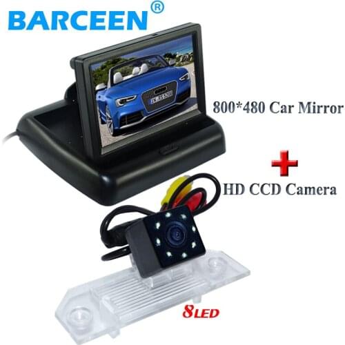 Color 4.3" lcd screen car reversing camera plastic shell +waterproof IP 69K 8 LED auto car reserve camera for ford focus sedan