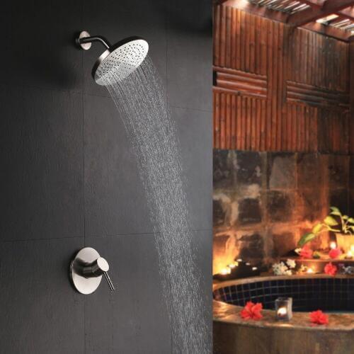 Free shipping Bathroom Wall Mounted Brass Rain Shower System in Brushed Nickel Finish